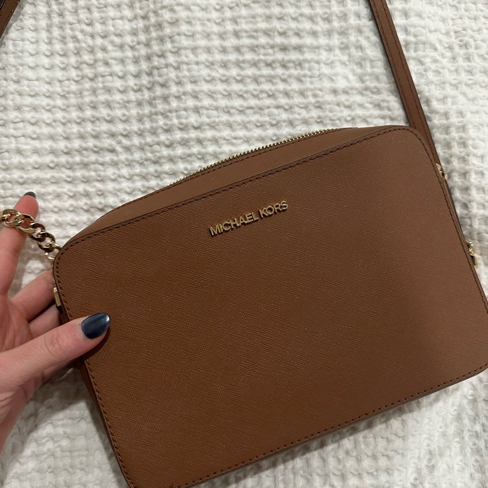 Michael Kors Tan Crossbody Bag with Gold Accents